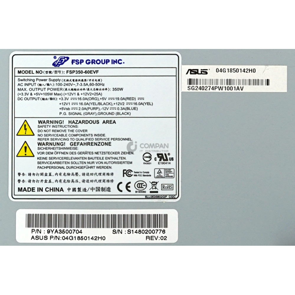 FSP350-60EVF ASUS 350W POWER SUPPLY FOR RS300-E7 PS4